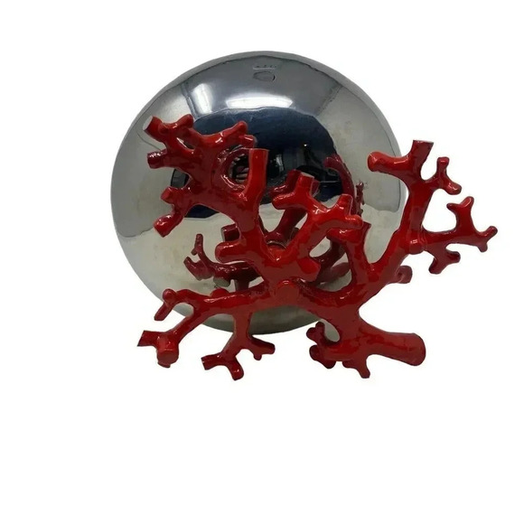 Michael Aram Ocean Reef bowl silver with coral bottom medium size - Picture 7 of 9